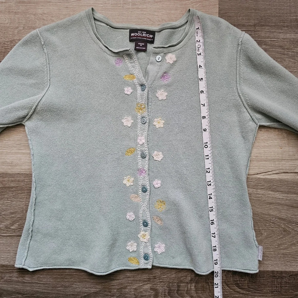 Woolrich Green Cardigan with Floral Embroidery - Picture 5 of 8